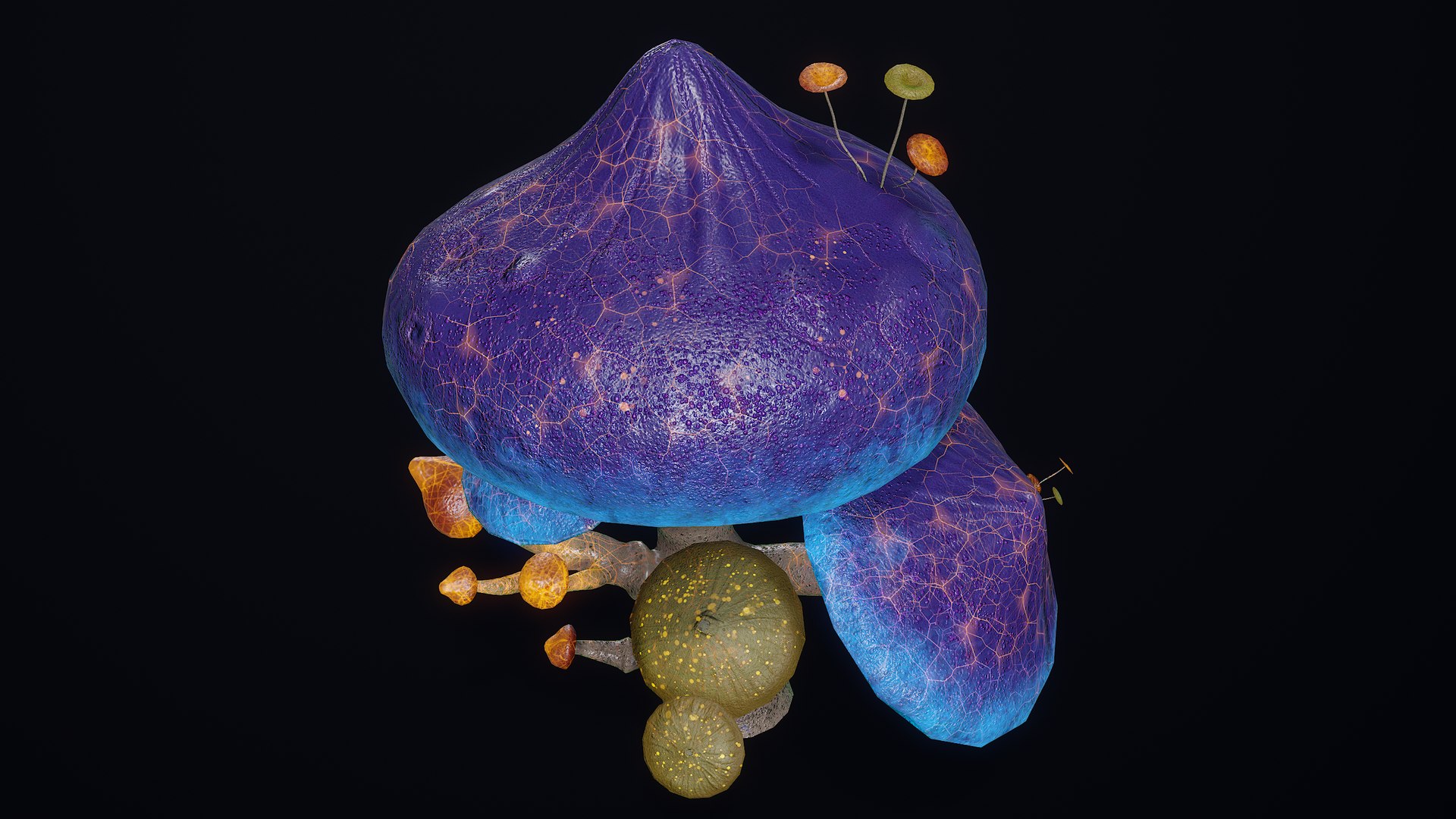 Fantasy Mushroom Fungus Lowpoly PBR 3D model https://p.turbosquid.com/ts-thumb/7o/SQjBvf/b9/r_viewport_010/png/1634732644/1920x1080/fit_q87/8558a438f8a9a67de49ba9d127d00bbce2e2903b/r_viewport_010.jpg