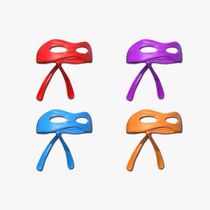 04 Turtle Ninja Masks Cartoon - Bandana Character Design 3D model