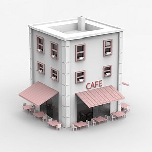 Minimal Building with Cafe shop
