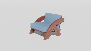 Modern Wooden Lounge Chair  Upholstered Armchair 3D Model 3D model