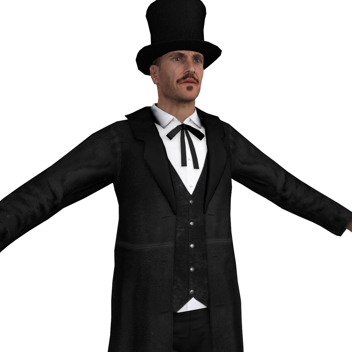 3d model of rigged wild west undertaker