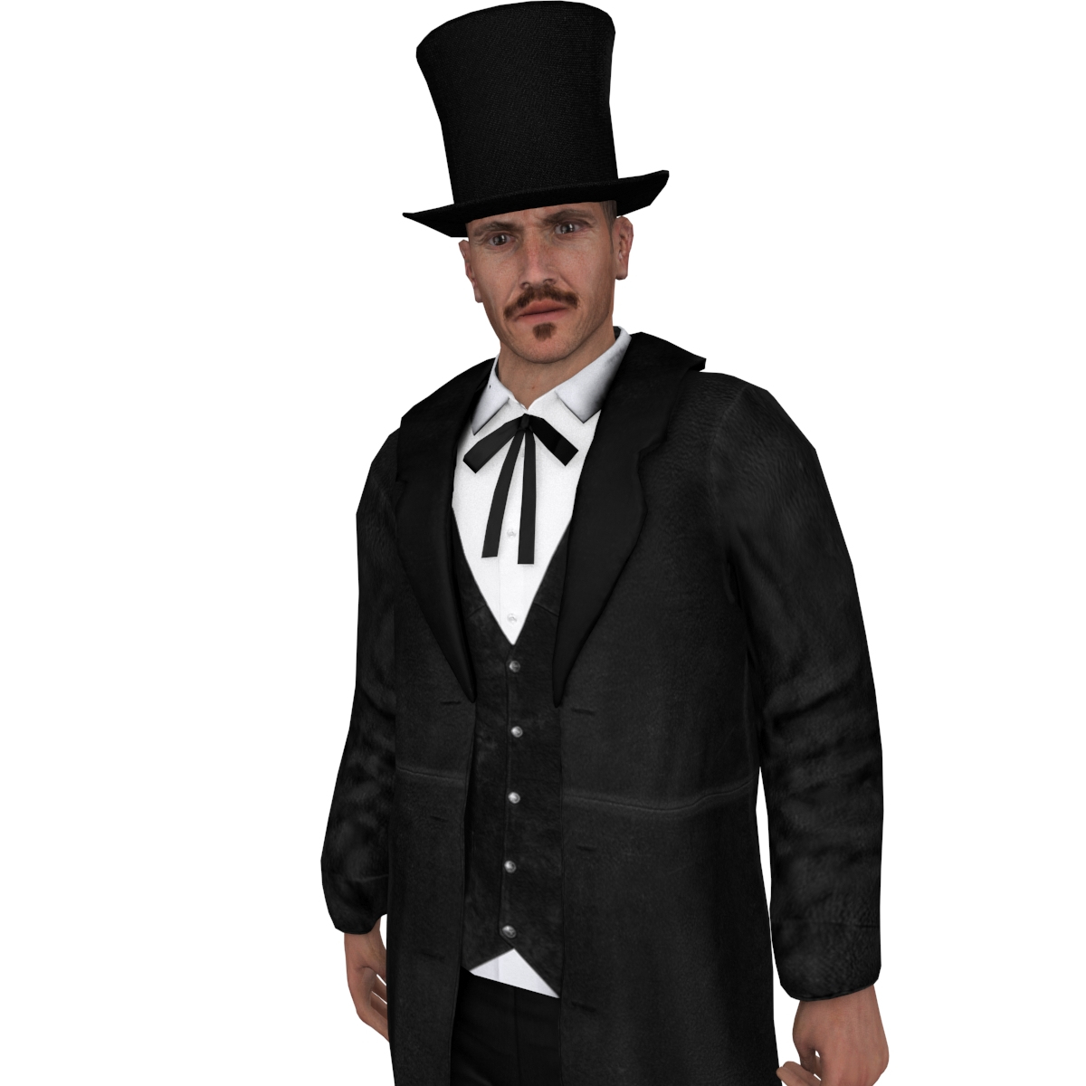 3d model of rigged wild west undertaker