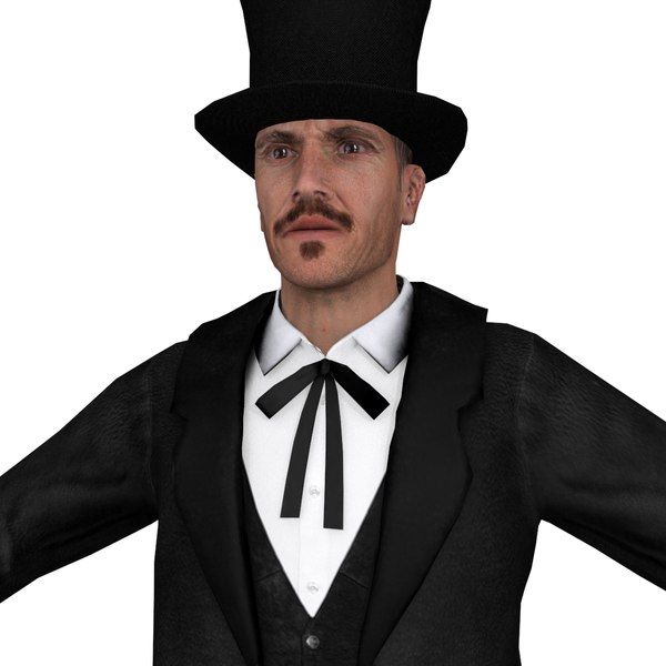 3d model of rigged wild west undertaker