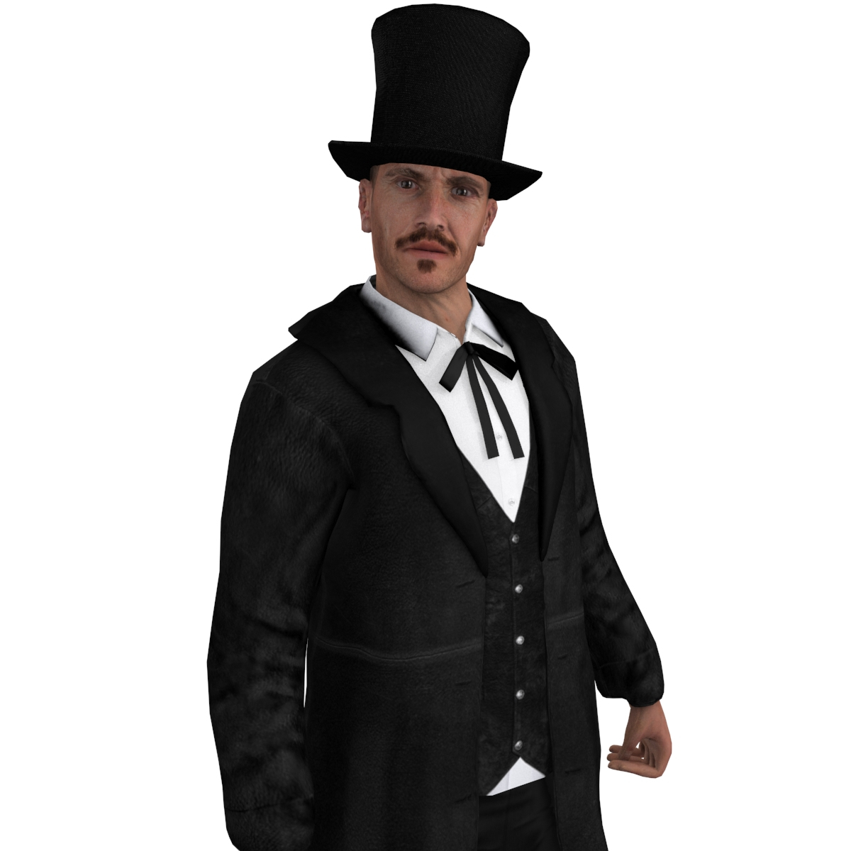 3d model of rigged wild west undertaker