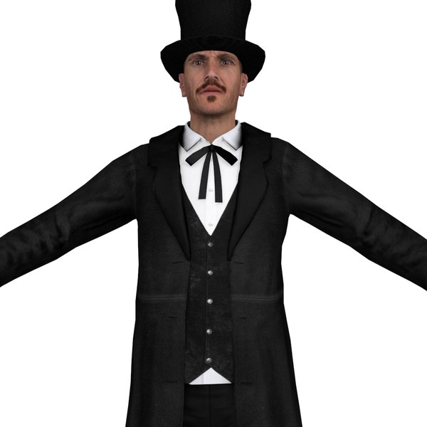 3d model of rigged wild west undertaker