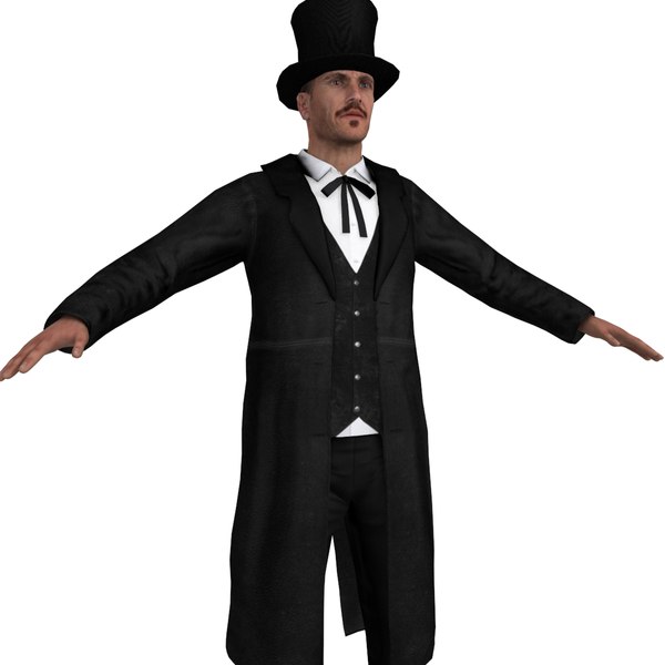 3d model of rigged wild west undertaker