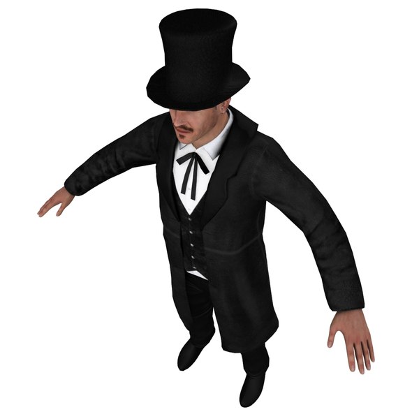 3d model of rigged wild west undertaker