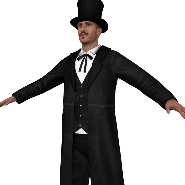 3d model of rigged wild west undertaker