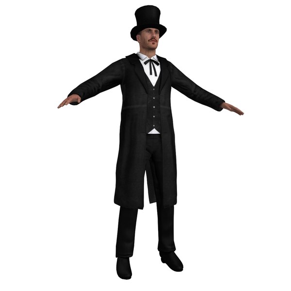 3d model of rigged wild west undertaker