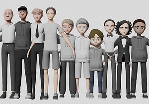 3D 10 boys and men collection model