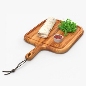 Burrito on Wooden Board