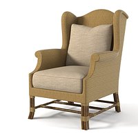 Baker Rattan Wing Chair 665-36-6