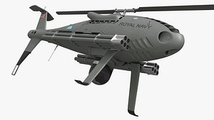 Schiebel Camcopter S-100 Combat Drone Grey Rigged for Maya