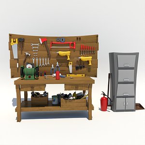 Cartoon Hand Tool Set 3D model