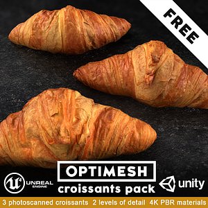 Croissants PBR 3D Pack Free low-poly