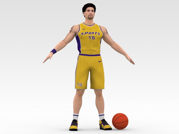 3D Basketball Player Yellow Player 04