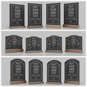 3D model Complete Countertop Chalkboard Signs Bundle