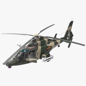 Military Harbin Z-9WZ with Missile Rigged for Maya 3D