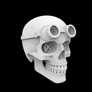 Steampunk Skull with Goggles 3D Print Model Industrial Decor 3D