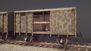 railway covered goods wagon 3D
