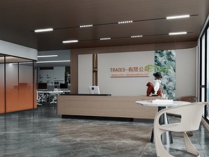 Modern Office Reception Lobby Scene 3D