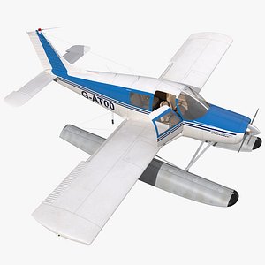 Light Aircraft Piper PA-28 Cherokee Seaplane Rigged 3 3D Model