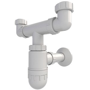 Kitchen Two-bowl Sink Siphon 74 3D model