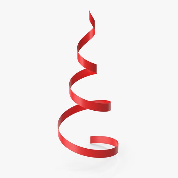 3D Red Curly Ribbon - TurboSquid 2028093