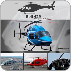3d model bell 429 helicopter pack