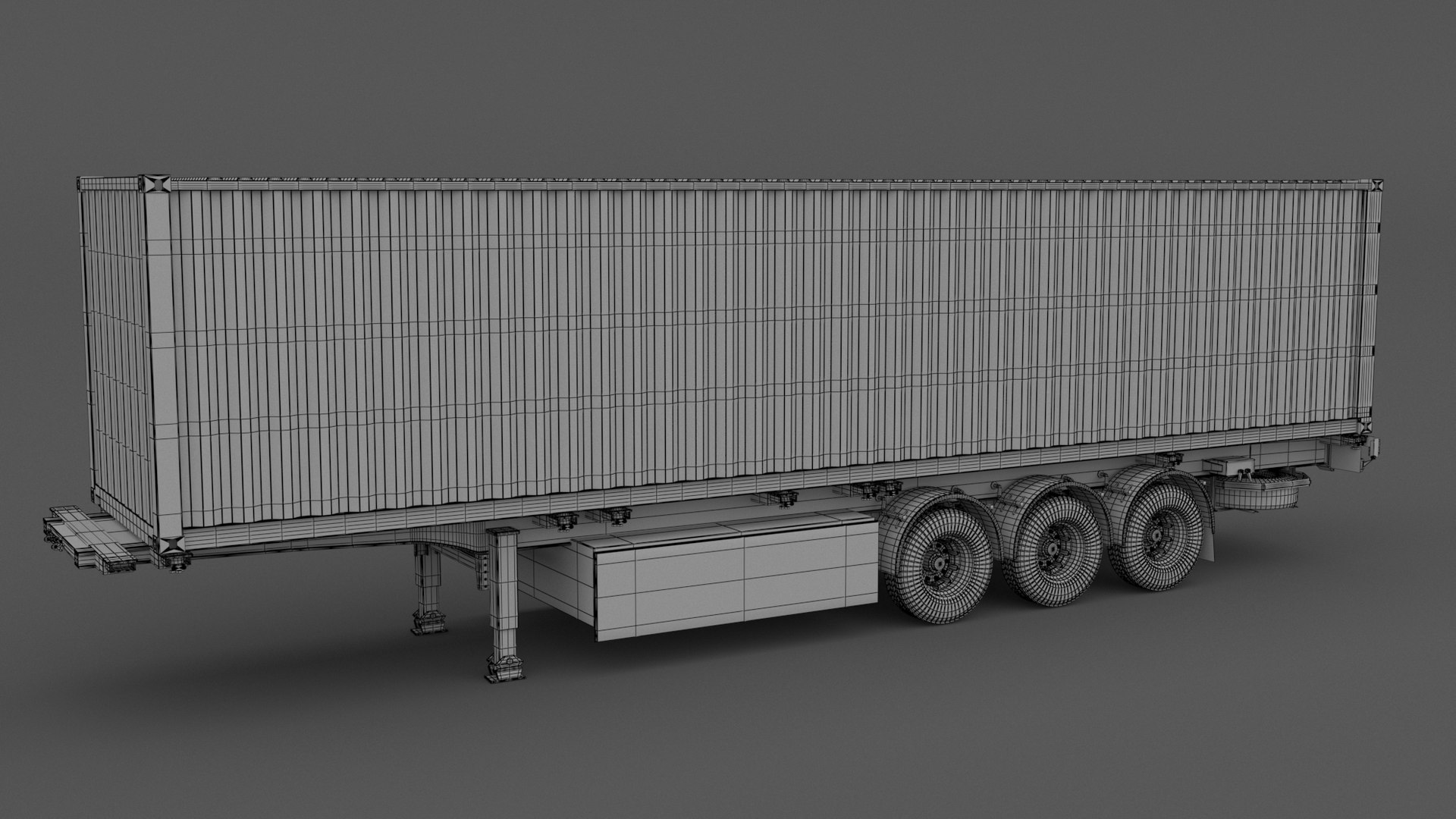 3D Chassis Semi Trailer with Evergreen Shipping Container model ...