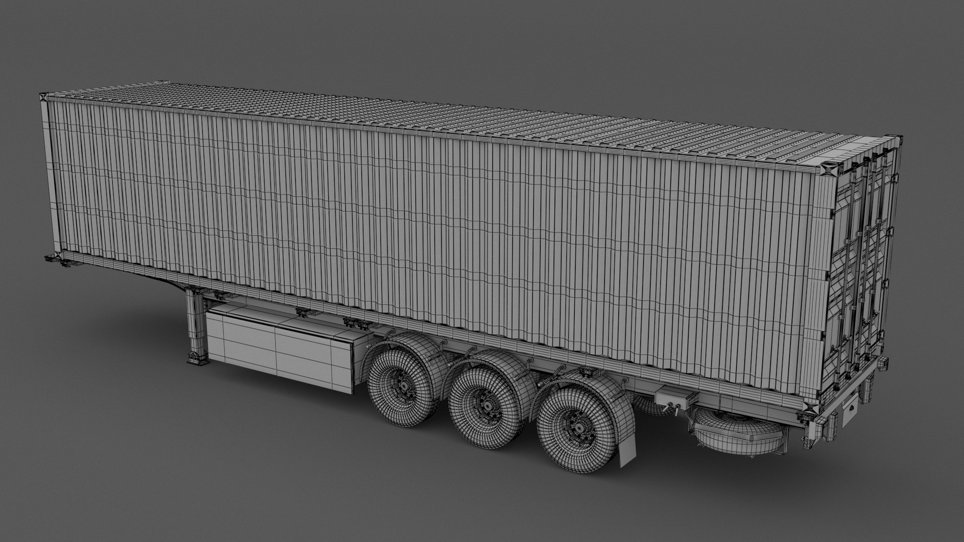 3D Chassis Semi Trailer with Evergreen Shipping Container model ...
