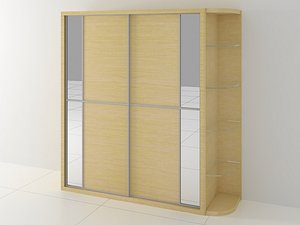 3d wardrobe wood mirror