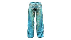 Traditional Mediterranean Blue Peacock Harem Belly Dance Pants 3D model