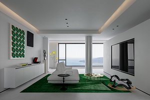 Modern living room dining room 3D