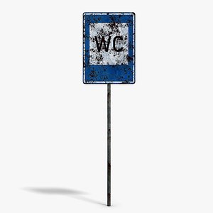 Damaged Toilet Info Sign 3D model