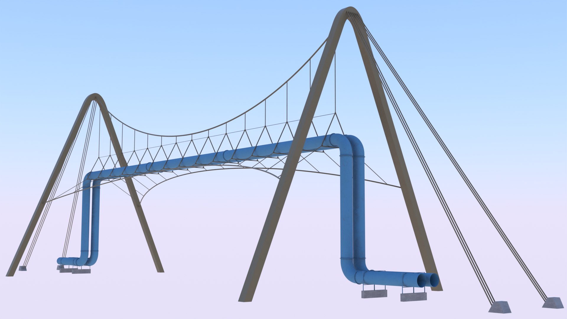 3D Pedestrian And Pipeline Bridges Model - TurboSquid 2252920