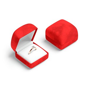 Red Wedding Ring Box Set - opened and closed jewelry box