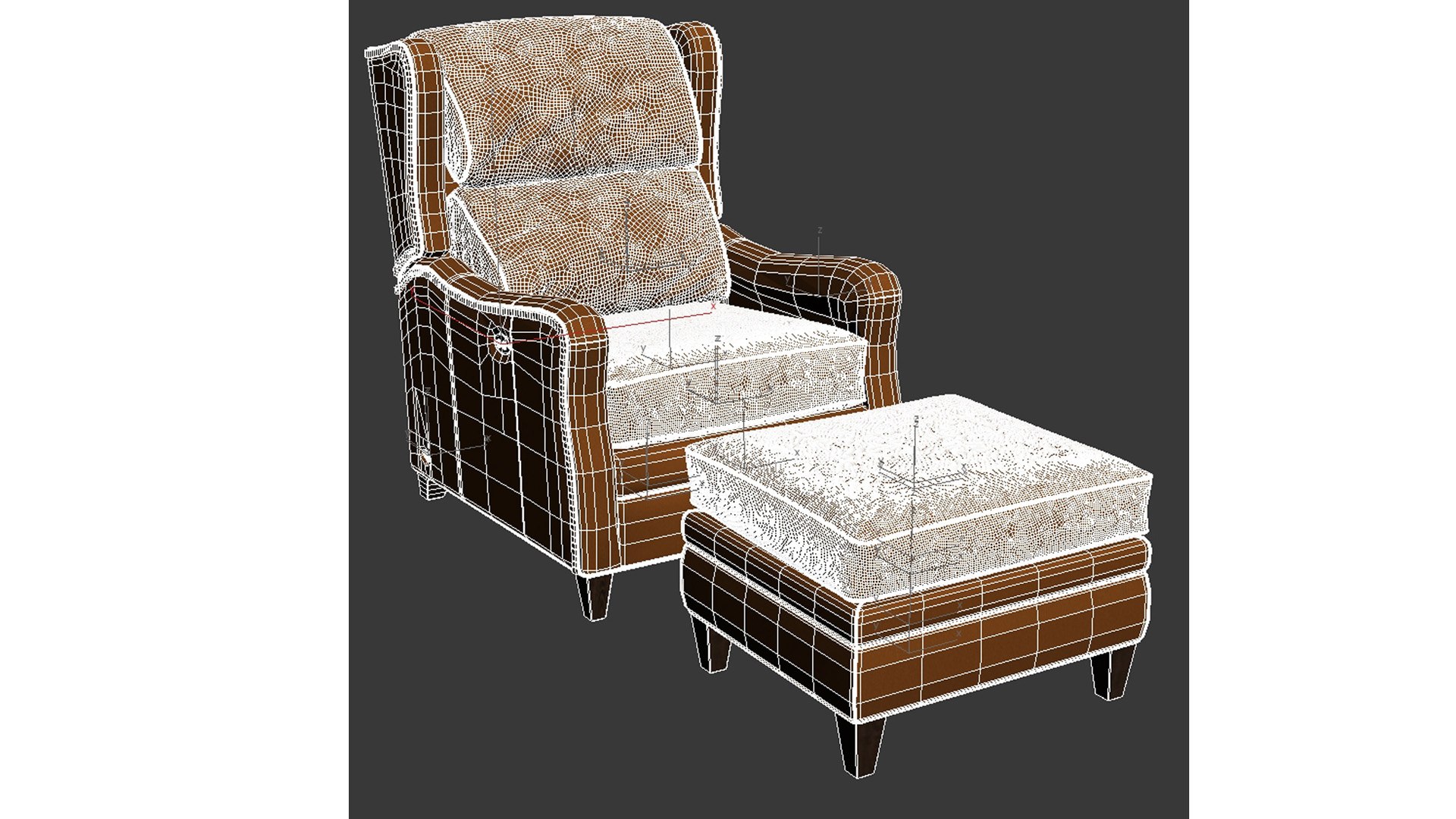 3D Wesley Hall STEVENSON TILT BACK leather armchair ottoman model