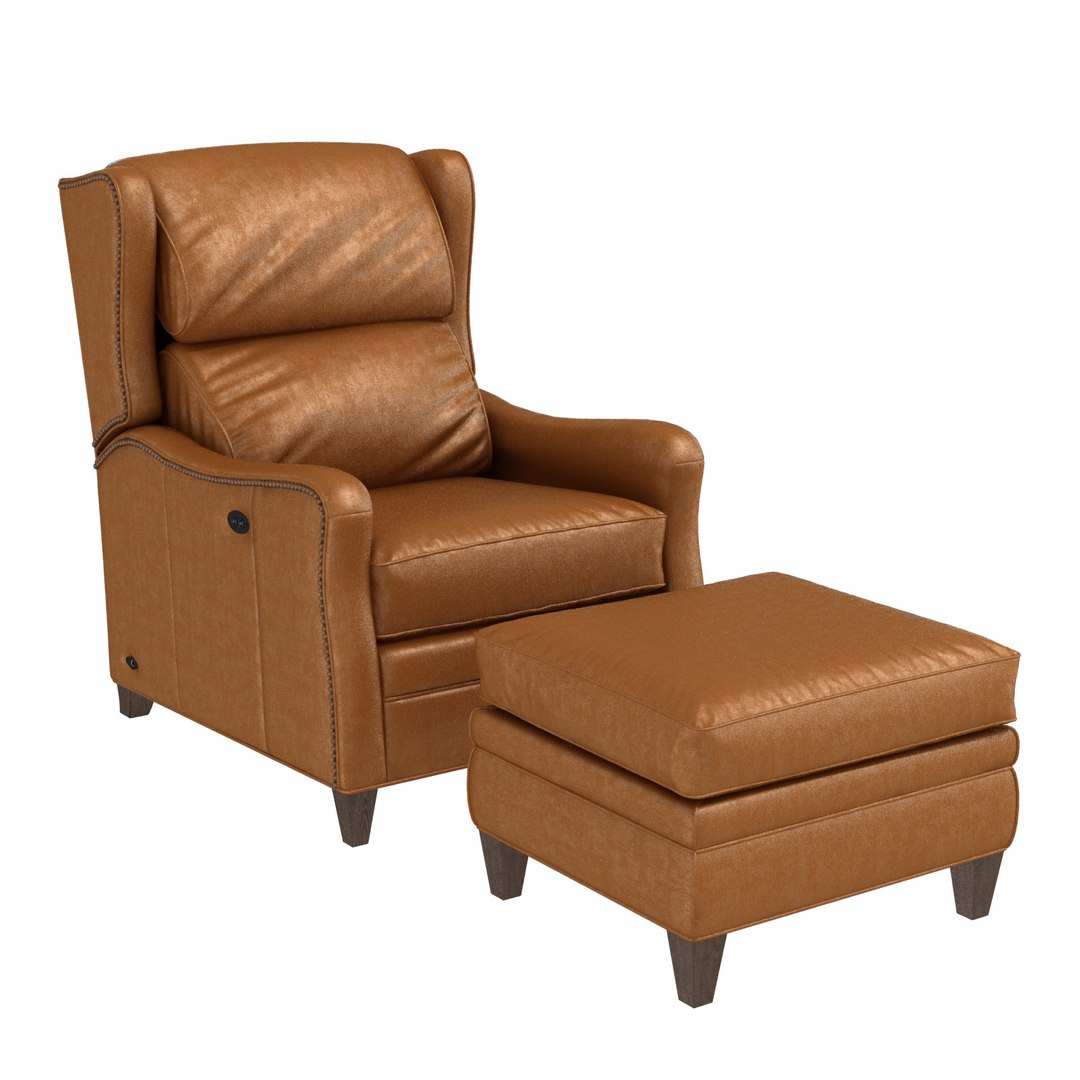 3D Wesley Hall STEVENSON TILT BACK leather armchair ottoman model