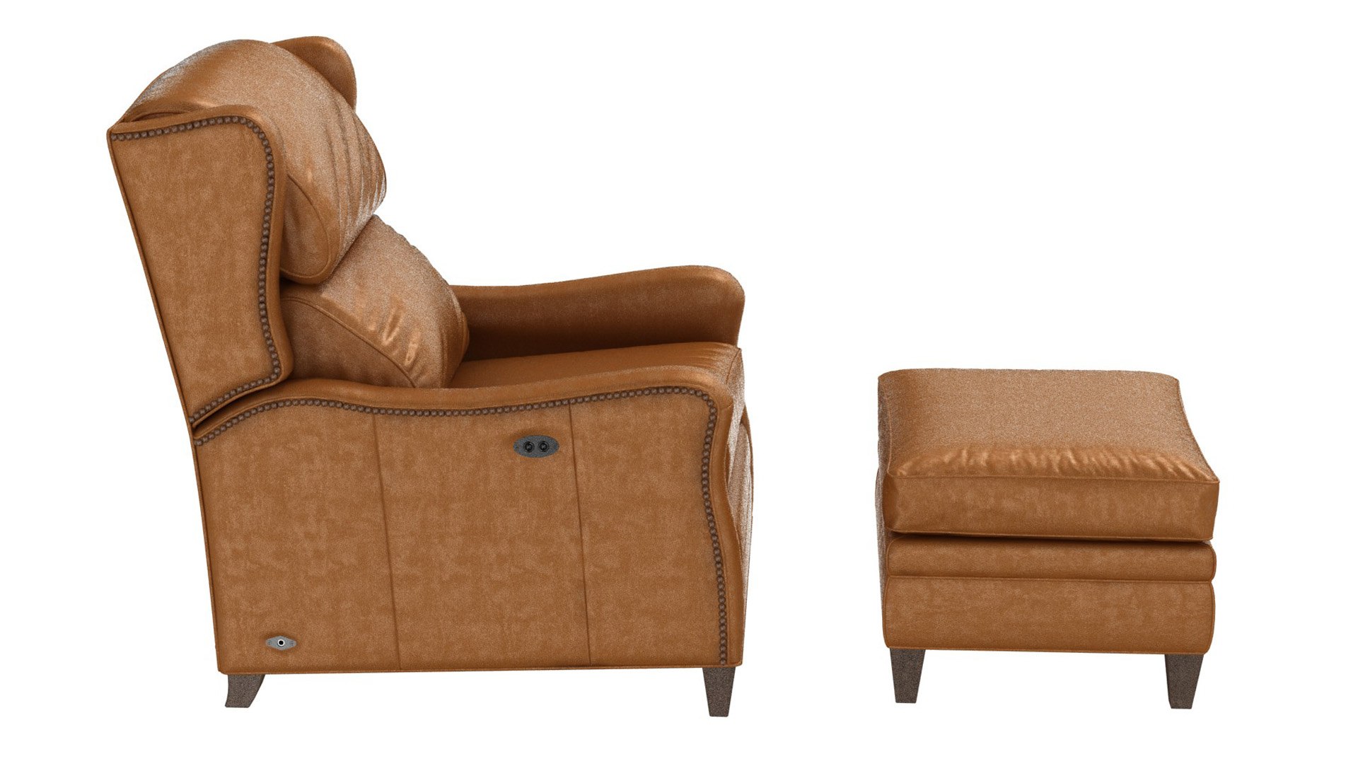 3D Wesley Hall STEVENSON TILT BACK leather armchair ottoman model