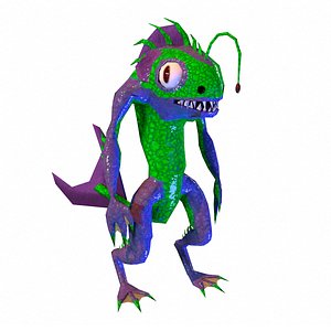 Sea monster man game ready low poly pbr 3d model Low-poly 3D model