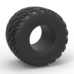 Diecast Monster Jam tire 16 Scale 1 to 25 3D model