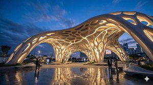 3D Organic Parametric Pavilion  Futuristic Canopy Structure Abstract Architectural 3D Model model
