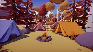 Low Poly Nature 4 Seasons Trees Grass Rocks Terrian Plants 3D