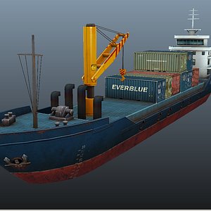 3d cargo ship - model