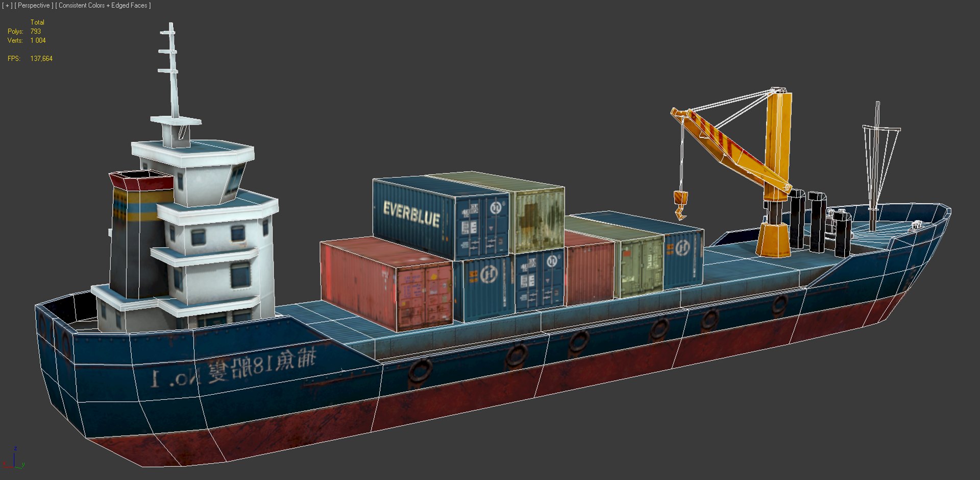 3d cargo ship - model