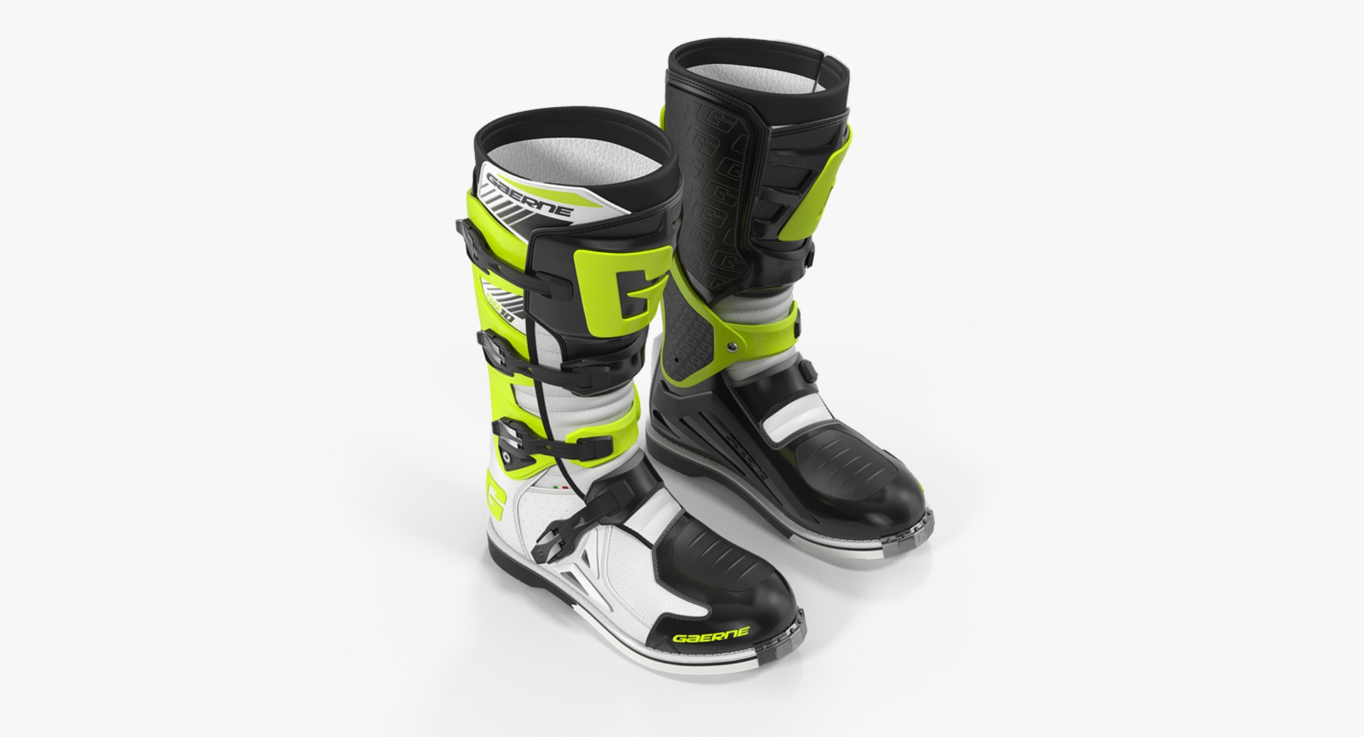 Gaerne SG10 Boots Black White Yellow 3D Model 3D model preview