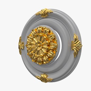 Plaster Ventilation Duct with Ornate Ceiling Rosette 3D Model05 3D model