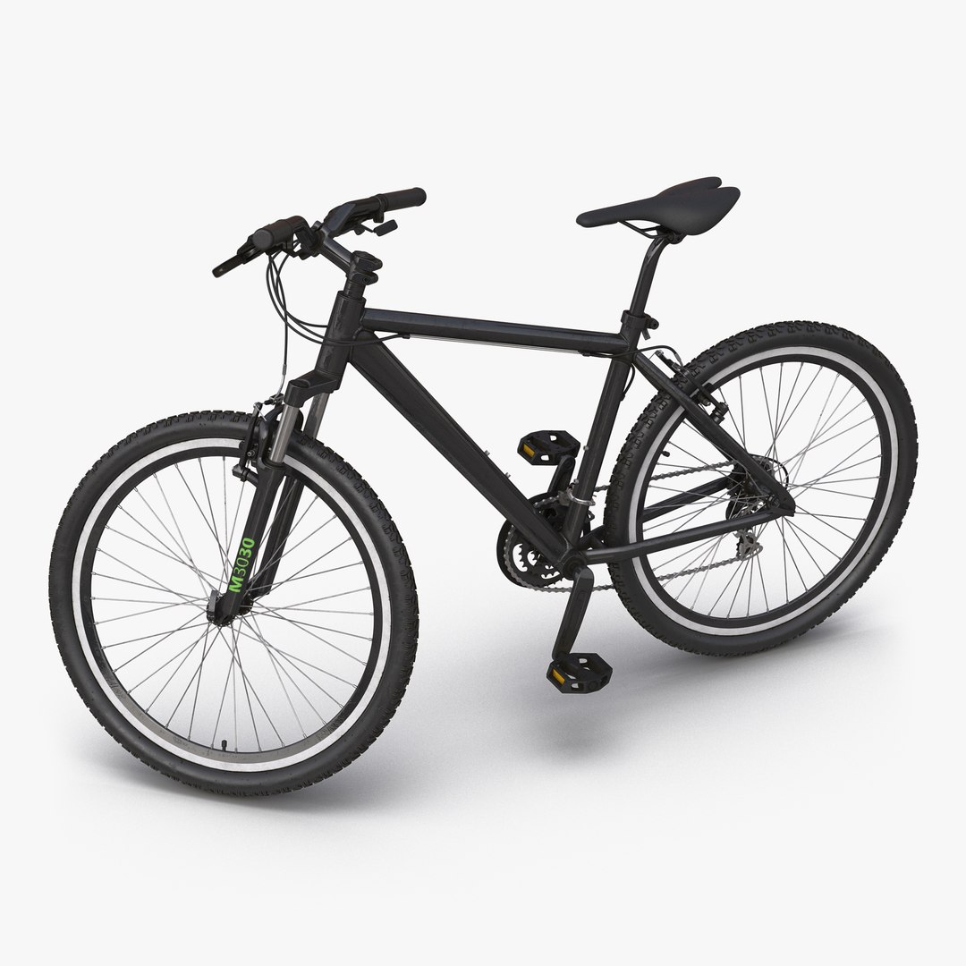 Mountain Bike Generic Black Rigged 3D model preview