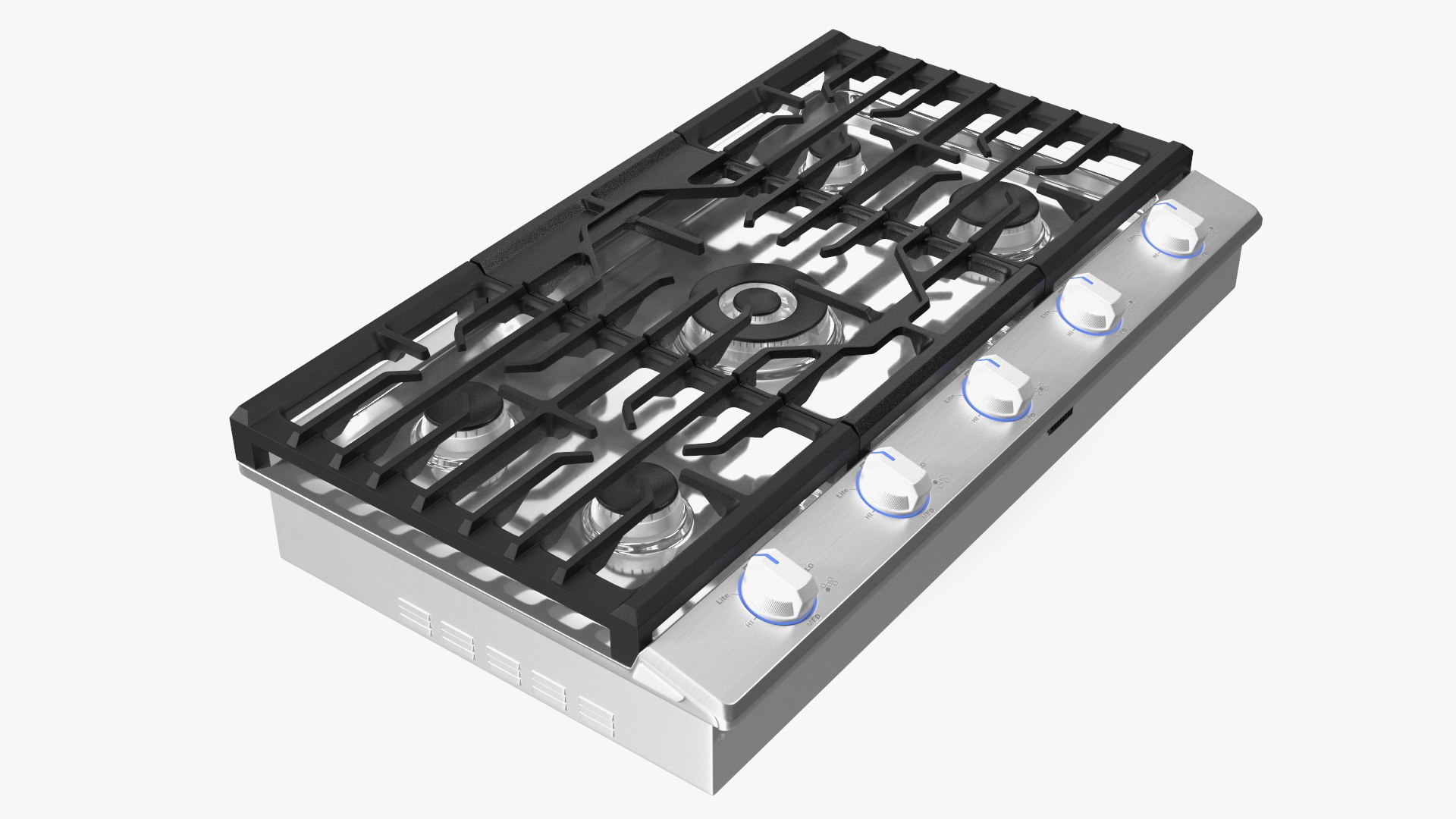 Smart Gas Countertop Stove White 3D model preview